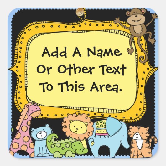 Aangepaste dierentuin Dieren Olifant Giraffe Leeuw Vierkante Sticker (Voorkant)