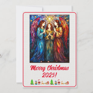 Aangepaste Digitale Kerst 3 Engelen Gebrandschilde Kaart