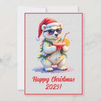 Aangepaste digitale kerstpoolbeerwelp Kerstmis Kaart