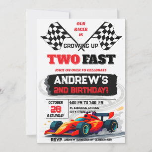 Aangepaste digitale Race Cars Verjaardagsfeest Kaart