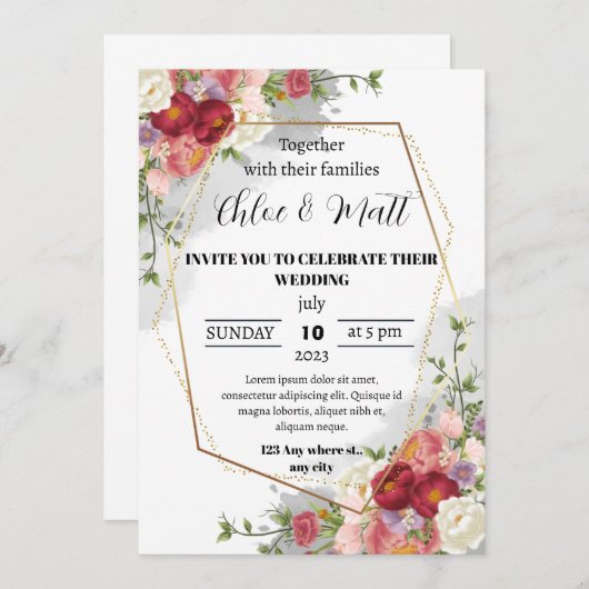 Aangepaste digitale trouwkaart kaart (Voorkant / Achterkant)