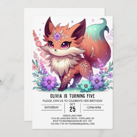 Aangepaste digitale verjaardag van de vos kaart (Voorkant / Achterkant)