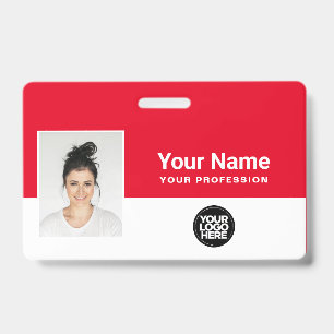 Aangepaste dikke rode personeelsfoto naam logo sle badge