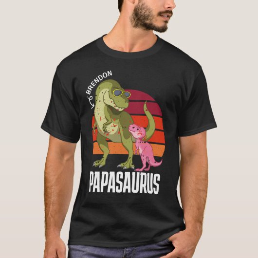 Aangepaste Dino Papasaurus Papa Vader Funny T-shirt (Voorkant)
