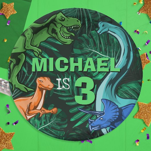 Aangepaste Dino Trex Jurassic Boy Dinosaurus Verja Papieren Bordje