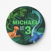 Aangepaste Dino Trex Jurassic Boy Dinosaurus Verja Papieren Bordje (Voorkant)