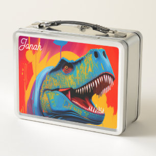 Aangepaste dinosaurus lunchbox - T Rex metalen naa