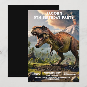 Aangepaste dinosaurus verjaardagsfeest uitnodiging