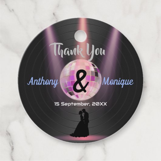 Aangepaste Disco Bruiloft Bedankjes Labels (Voorkant)