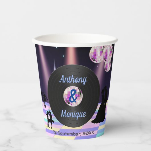Aangepaste Disco Bruiloft Papieren Bekers (Voorkant)