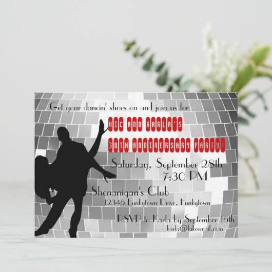 Aangepaste Disco Koppel Feest Uitnodigingen (Staand voorkant)