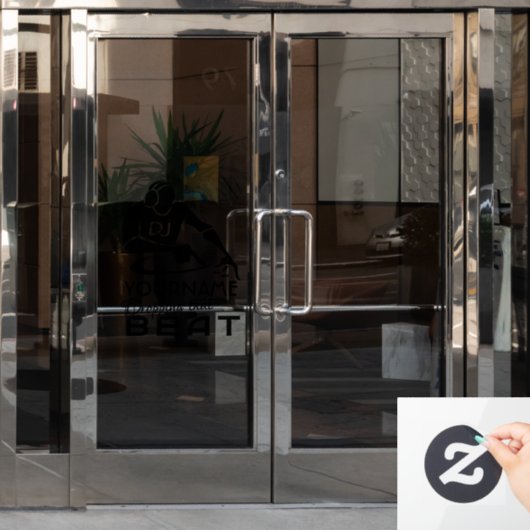 Aangepaste DJ-naam Raamsticker (Kantoordeur)