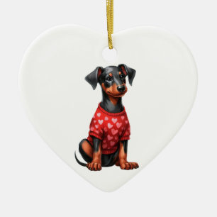 Aangepaste Doberman Pinscher Dog Valentijn Ornamen Keramisch Ornament