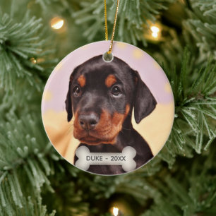 Aangepaste Dobermann Puppy Honden Foto Keramisch Ornament