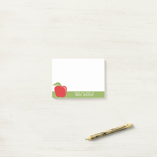 Aangepaste docent Apple met moderne Apple Post-it® Notes (Op bureau)