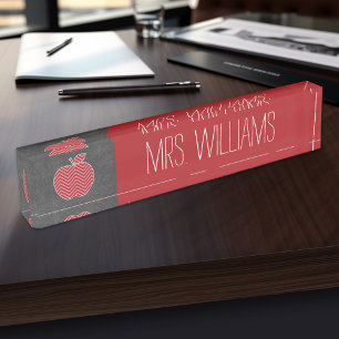 Aangepaste docent Apple met Trendy Chevron Pattern Naambordje