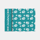 Aangepaste Dog Blanket Paws Name and Botten Fleece Deken (Voorkant (Horizontaal))