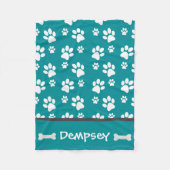 Aangepaste Dog Blanket Paws Name and Botten Fleece Deken (Voorkant)