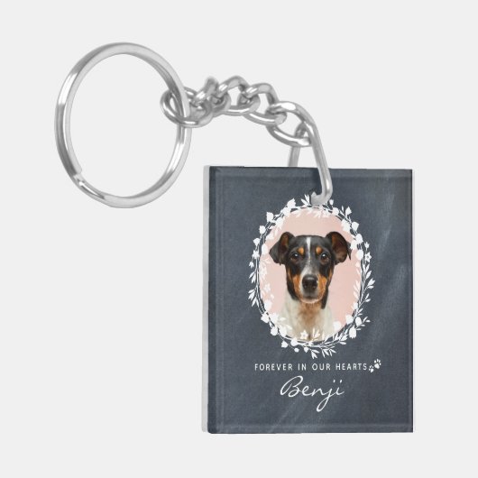 Aangepaste Dog Memorial Pet Loss Keepomwille Foto  Sleutelhanger (Voorkant Links)