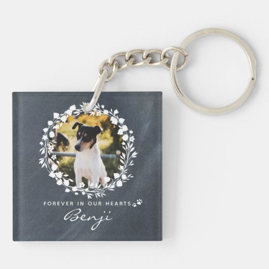 Aangepaste Dog Memorial Pet Loss Keepomwille Foto  Sleutelhanger (Achterkant)