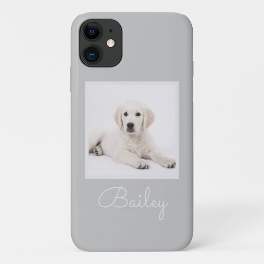 Aangepaste dog Mum Photo Script Simple Modern Mini Case-Mate iPhone Case (Achterkant)