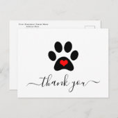Aangepaste Dog Paw Pet Business - Bedankt voor je  Briefkaart (Voorkant / Achterkant)