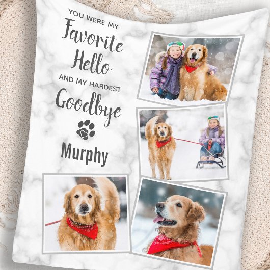 Aangepaste Dog Pet Memorial Photo Collage Fleece Deken