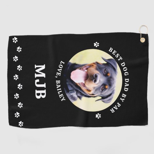 Aangepaste DOG Photo Best DAD by Par Paw Prins Golfhanddoek (Horizontaal)