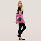 Aangepaste Dog Photo Paw Print Pink Canvas tas (Op model)