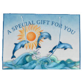 Aangepaste Dolphin Large Gift Bag Groot Cadeauzakje (Achterkant)