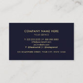 Aangepaste Donker Marine Blauw Zwart en Goud Profe Visitekaartje (Achterkant)