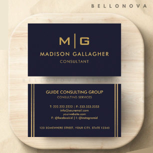 Aangepaste Donker Marine Blauw Zwart en Goud Profe Visitekaartje