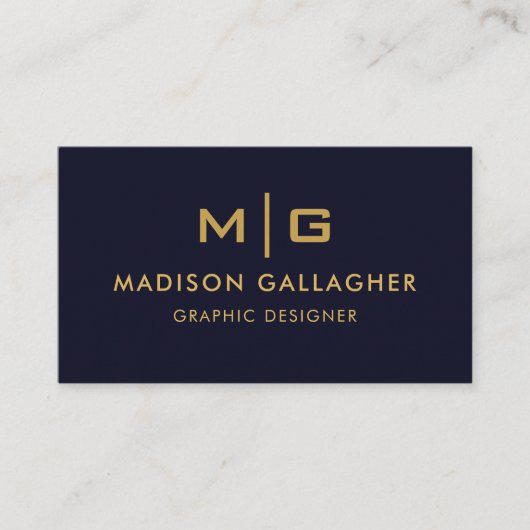 Aangepaste Donker Marine Blauw Zwart en Goud Profe Visitekaartje (Voorkant)