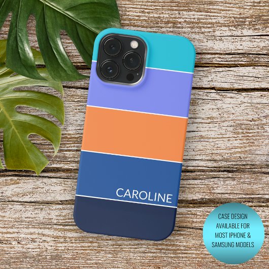 Aangepaste donkere blauwe turquoise Oranje Violet Case-Mate iPhone Case