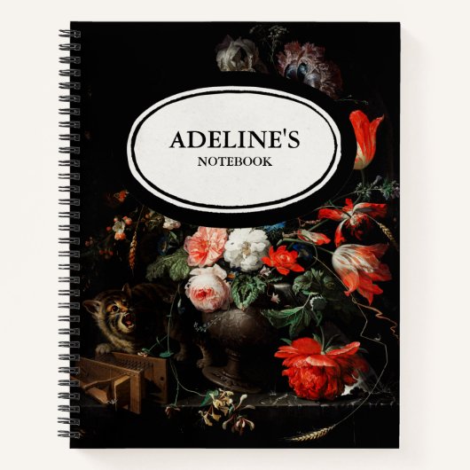Aangepaste, donkere Floral notebook Notitieboek (Voorkant)