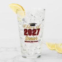 Aangepaste donkerrood goud Klas van 2027 Senior