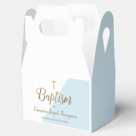 Aangepaste doop Blauwe baby jongen Favor Box Bedankdoosjes (Geopend)