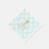 Aangepaste doop in blauw, wit en goud servetten (Hoek)