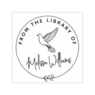 Aangepaste Dove Ex Libris uit het bibliotheekboek Zelfinktende Stempel