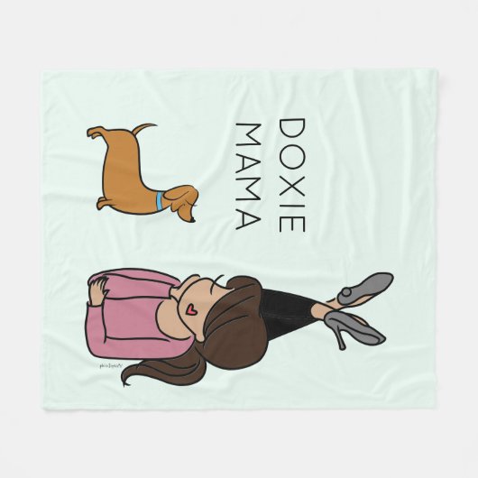 Aangepaste Doxie Mama Fleece Blanket (Voorkant (Horizontaal))