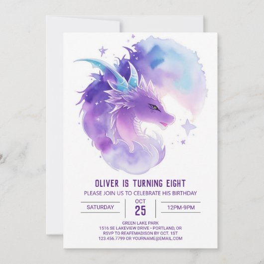 Aangepaste Dragon Verjaardag uitnodiging (Voorkant)