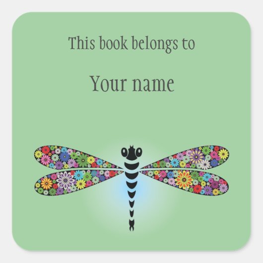 Aangepaste Dragonfly Damselfly Sticker Bookplaat (Voorkant)