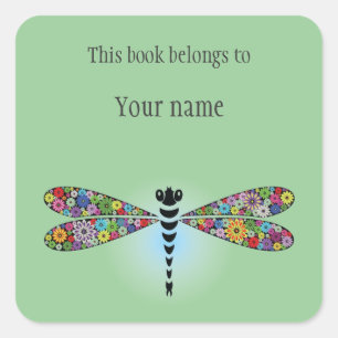 Aangepaste Dragonfly Damselfly Sticker Bookplaat