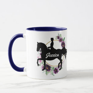 Aangepaste Dressage Horse Riding Floral Name Mok