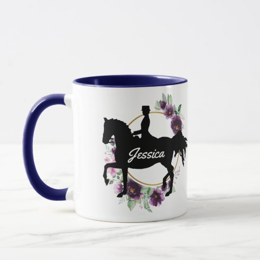 Aangepaste Dressage Horse Riding Floral Name Mok (Links)