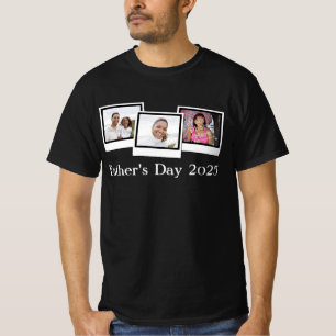 Aangepaste drie foto-Vaderdag T-shirt