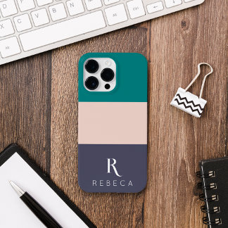 Aangepaste drie kleuren blos roze Blauwgroen Roos iPhone 14 Pro Max Hoesje