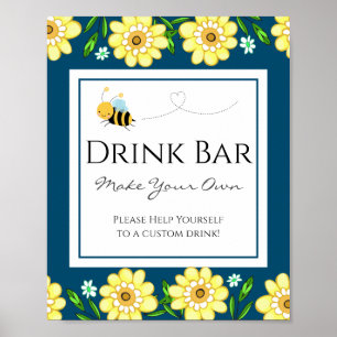 Aangepaste Drink balie voor bijen Baby shower Poster