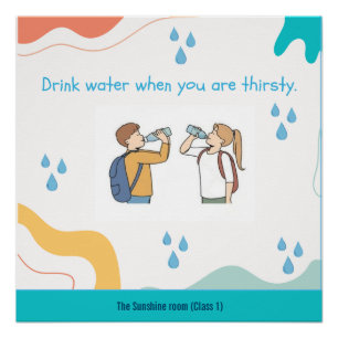 Aangepaste Drink water poster voor schoolbenodigdh Perfect Poster