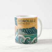 Aangepaste Dubbele Zijde Honolulu Diamond Head Sur Koffiemok (Voorkant rechts)